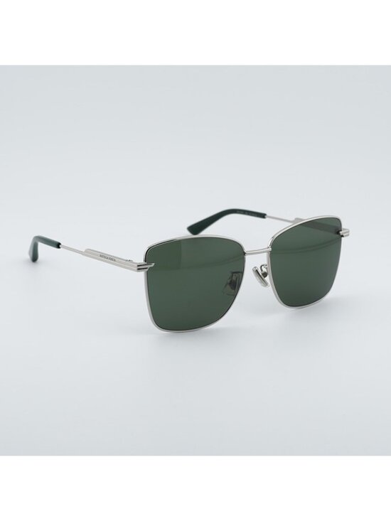 Bottega Veneta BV1237S 003 Sunglasses Silver Square Frame, Green Lenses main image 10